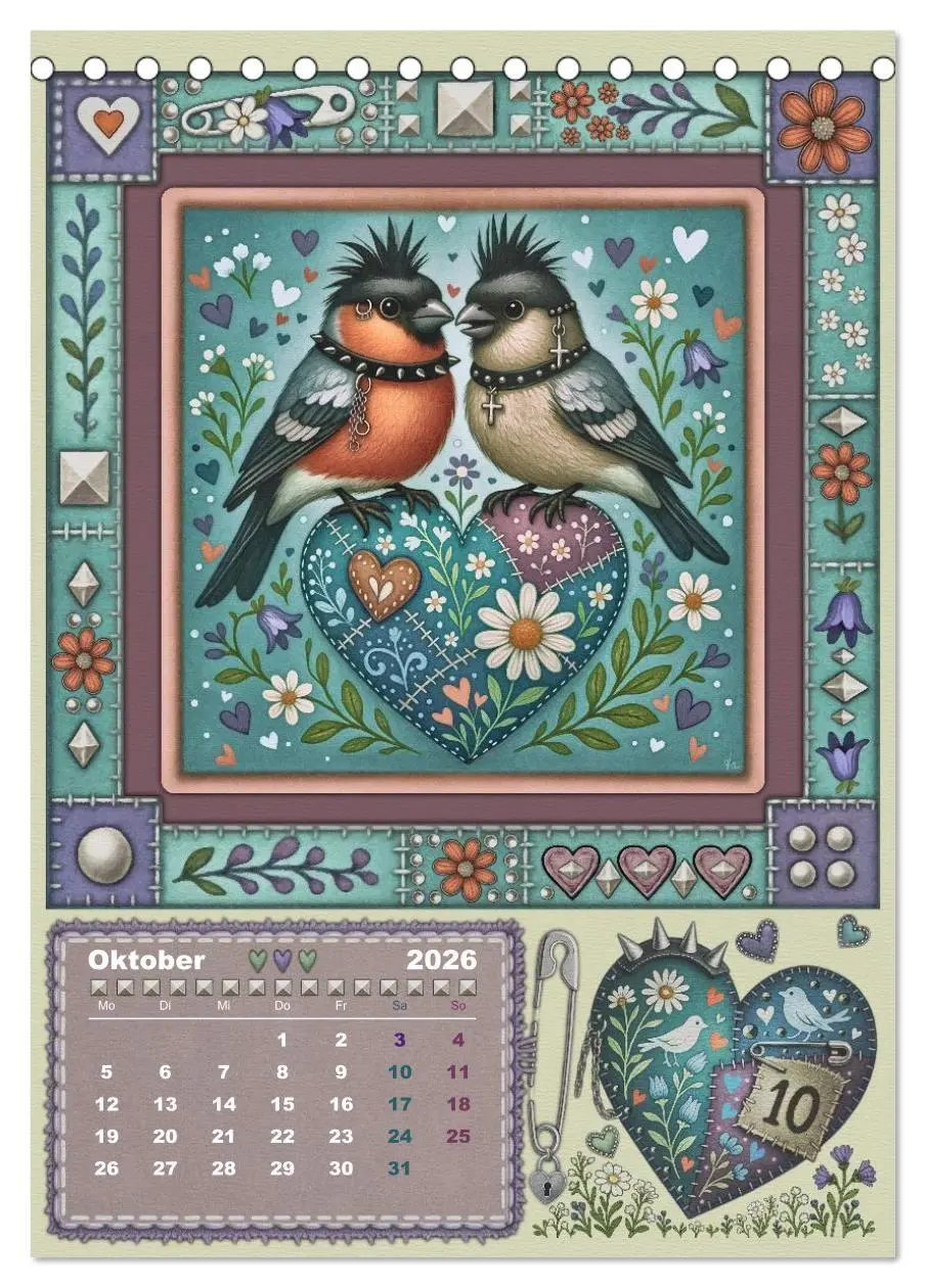 Bild: 9783516702651 | Vögel. Kleine Punks. Großes Herz. (Tischkalender 2026 DIN A5 hoch),...