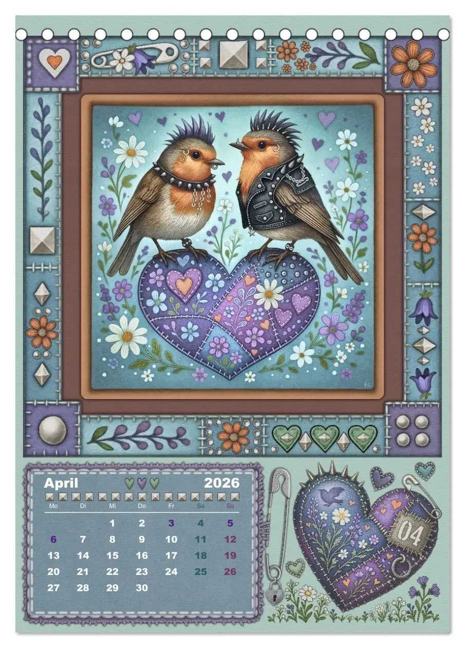 Bild: 9783516702651 | Vögel. Kleine Punks. Großes Herz. (Tischkalender 2026 DIN A5 hoch),...