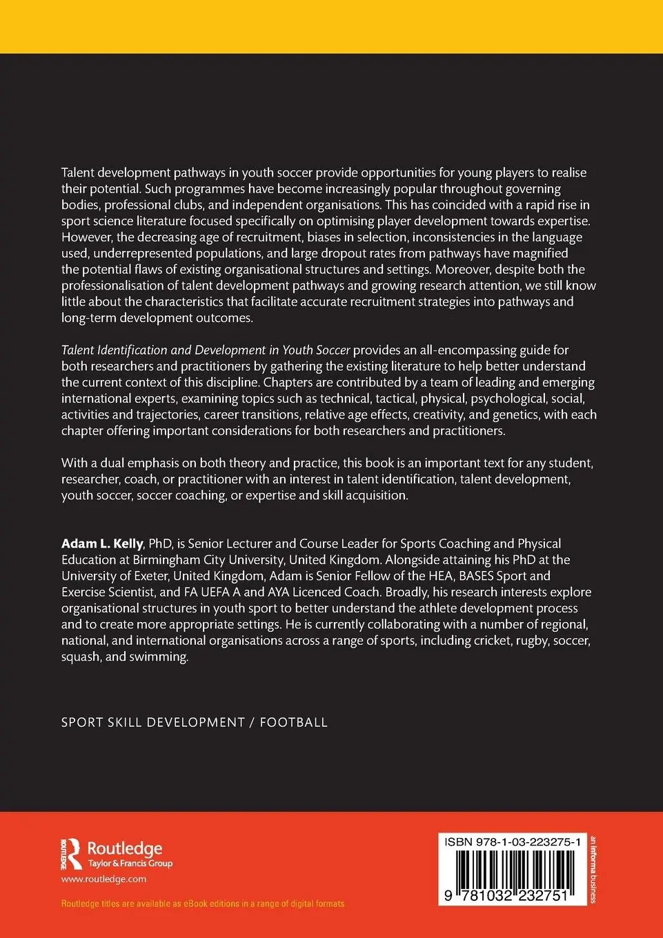 Rückseite: 9781032232751 | Talent Identification and Development in Youth Soccer | Adam L. Kelly