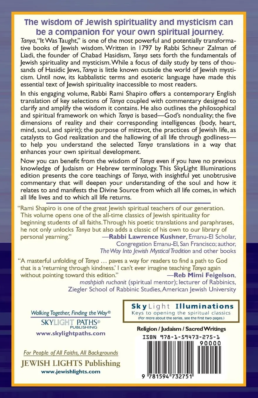 Rückseite: 9781594732751 | Tanya the Masterpiece of Hasidic Wisdom | Rami Shapiro | Taschenbuch