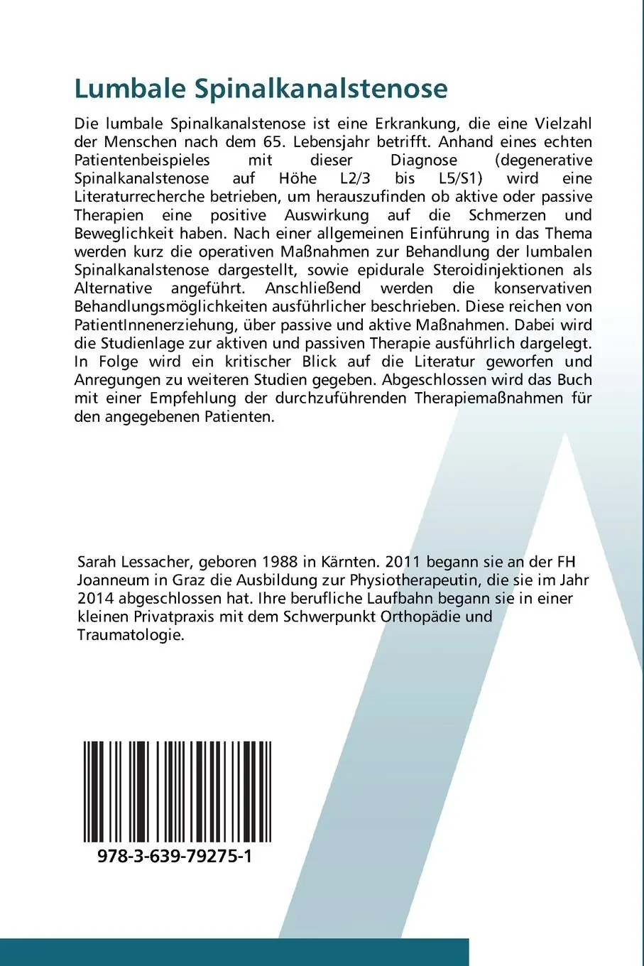 Rückseite: 9783639792751 | Lumbale Spinalkanalstenose | Sarah Lessacher (u. a.) | Taschenbuch