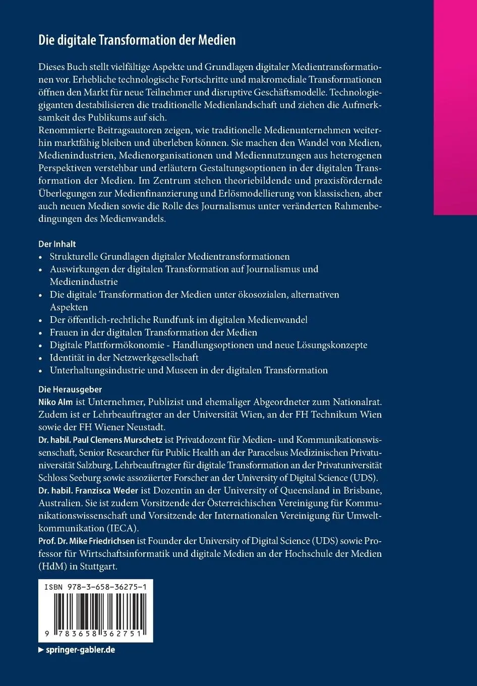 Rückseite: 9783658362751 | Die digitale Transformation der Medien | Leitmedien im Wandel | Buch