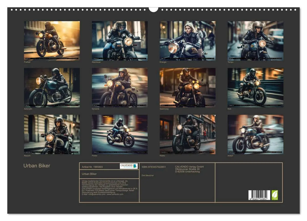 Bild: 9783457522851 | Urban Biker (Wandkalender 2026 DIN A2 quer), CALVENDO Monatskalender