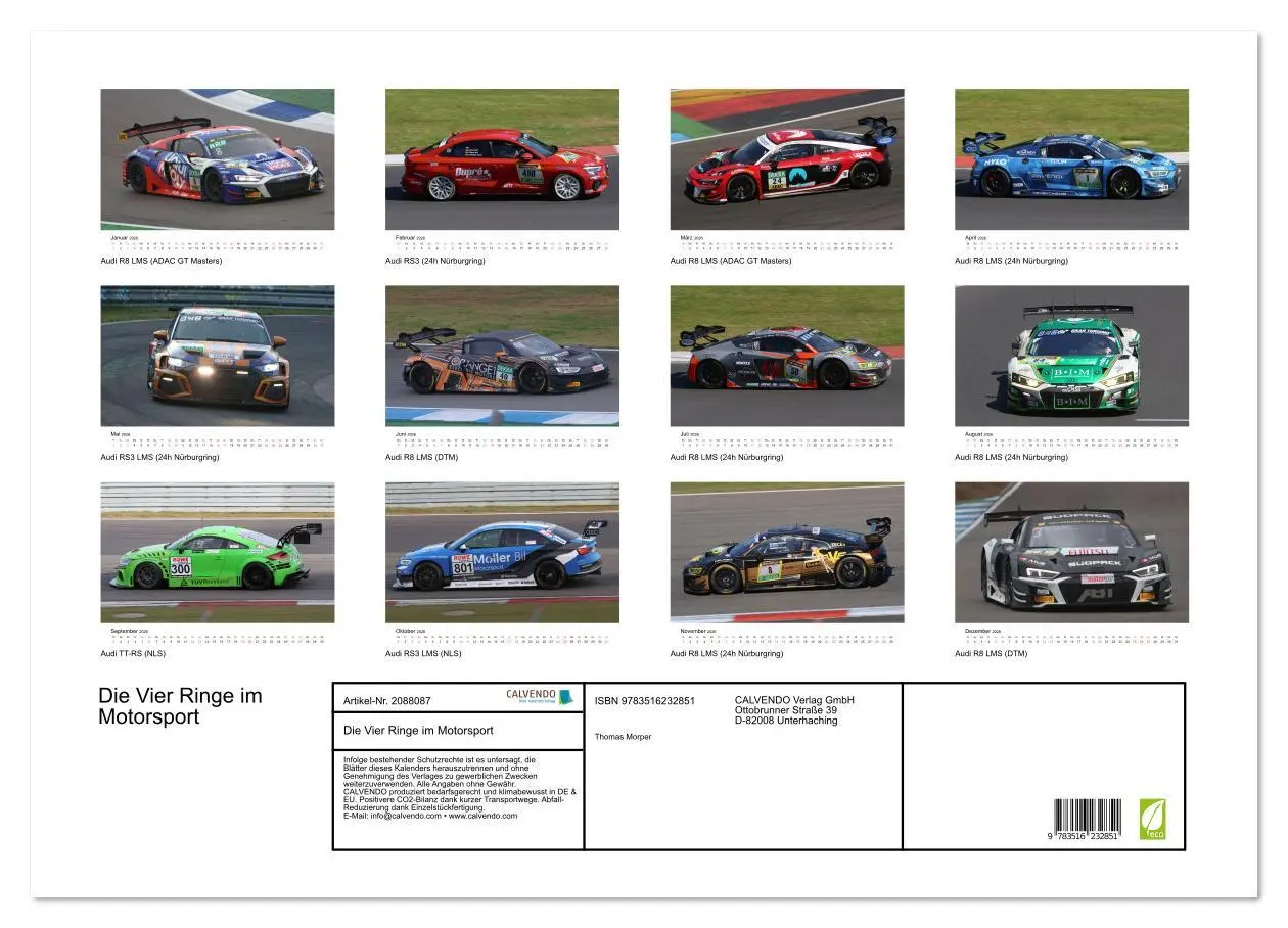 Bild: 9783516232851 | Die Vier Ringe im Motorsport (Wandkalender 2026 DIN A2 quer),...