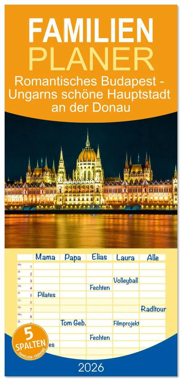 Cover: 9783516612851 | Familienplaner 2026 - Romantisches Budapest - Ungarns schöne...