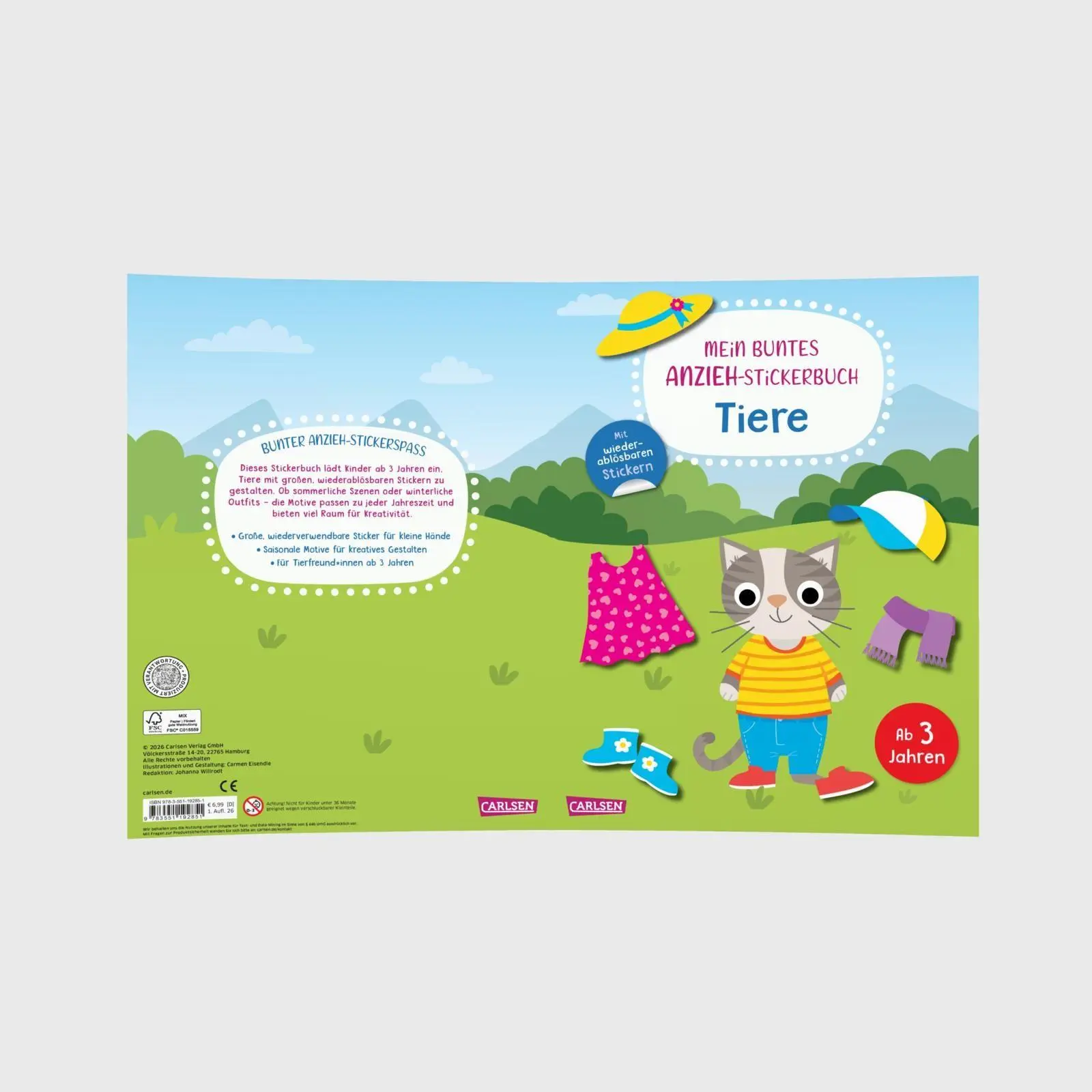 Bild: 9783551192851 | Mein buntes Anzieh-Stickerbuch: Tiere | Carmen Eisendle | Taschenbuch
