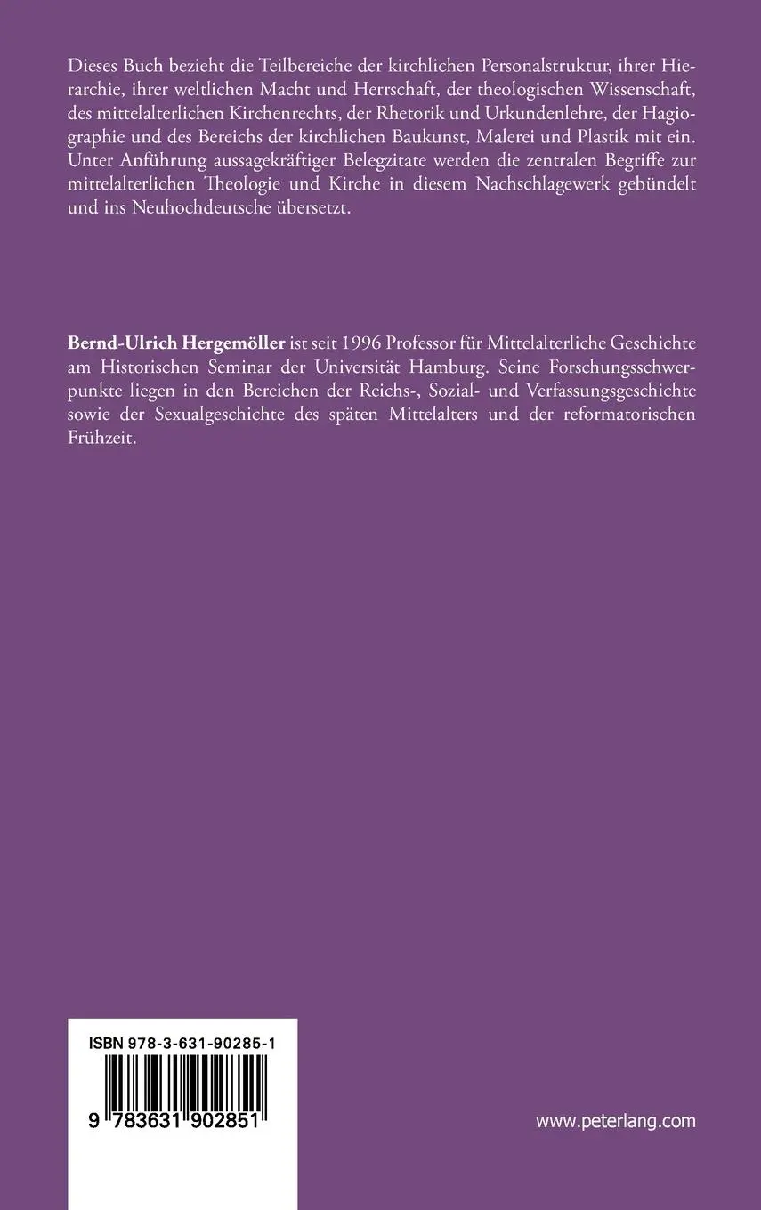 Rückseite: 9783631902851 | Promptuarium ecclesiasticum medii aevi | Bernd-Ulrich Hergemöller