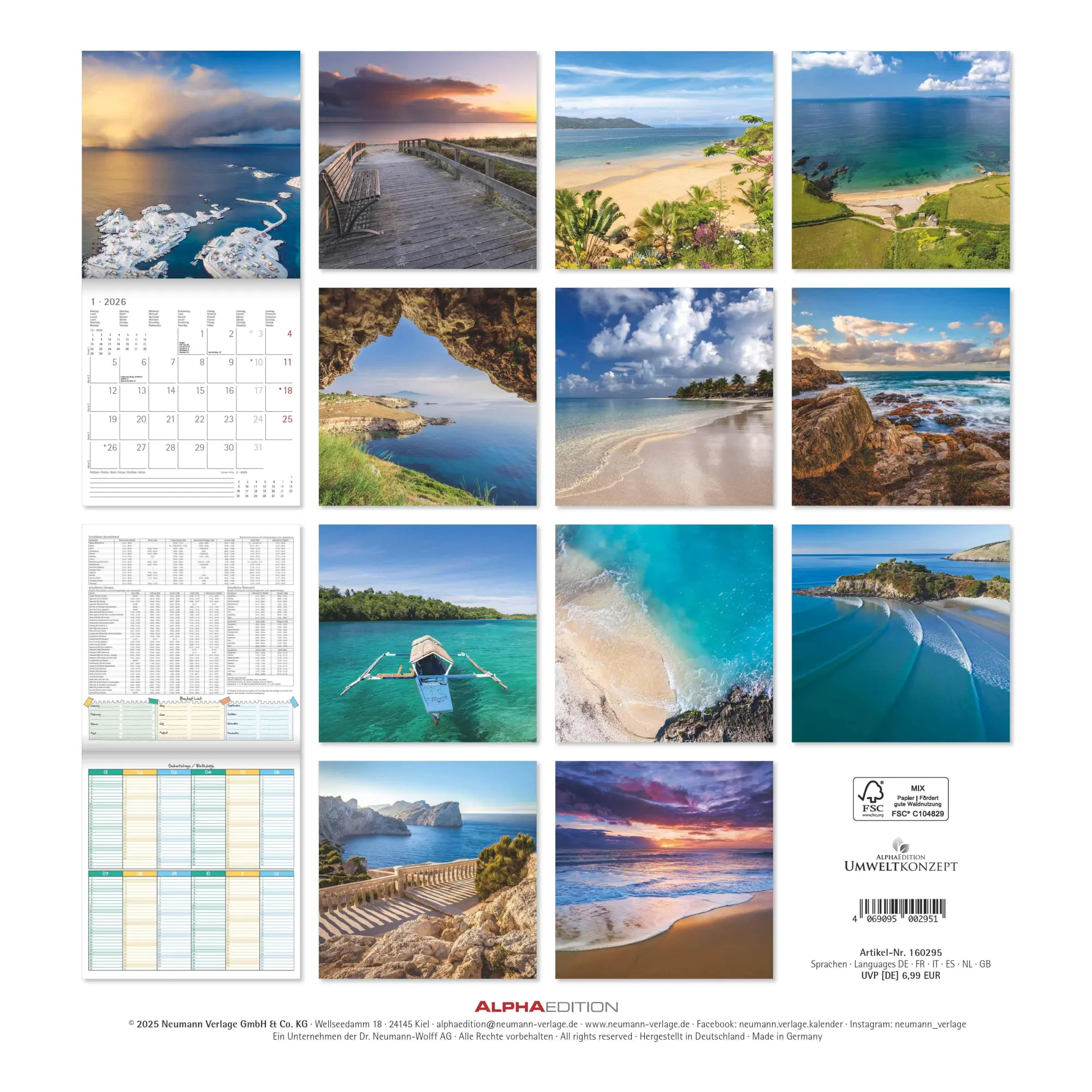 Rückseite: 4069095002951 | Alpha Edition - Am Meer 2026 Broschürenkalender, 30x30cm,...