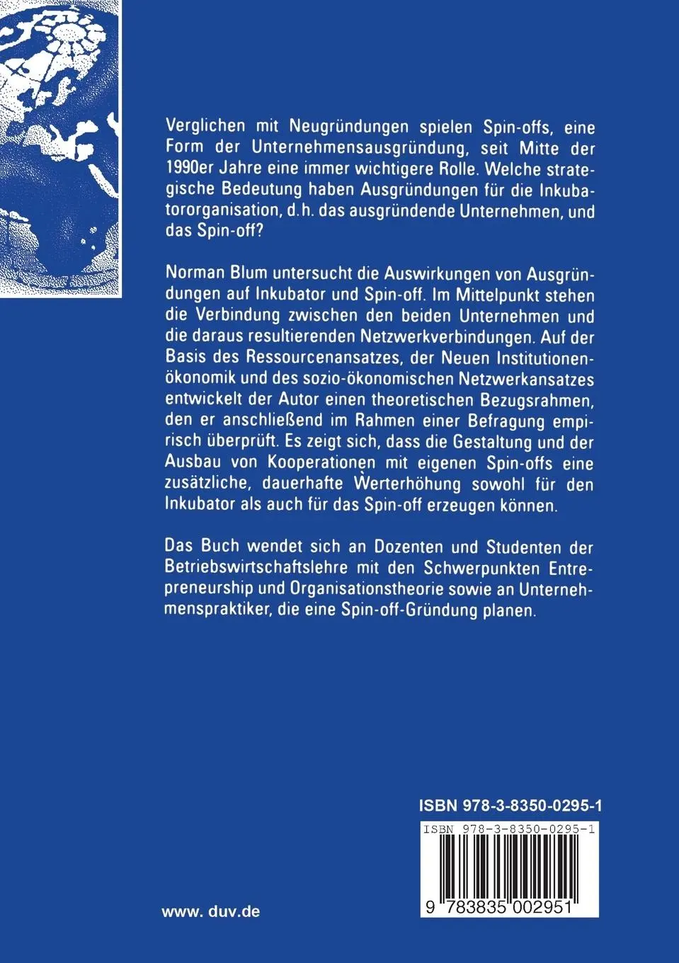 Rückseite: 9783835002951 | Spin-offs in strategischen Unternehmensnetzwerke | Norman Blum | Buch