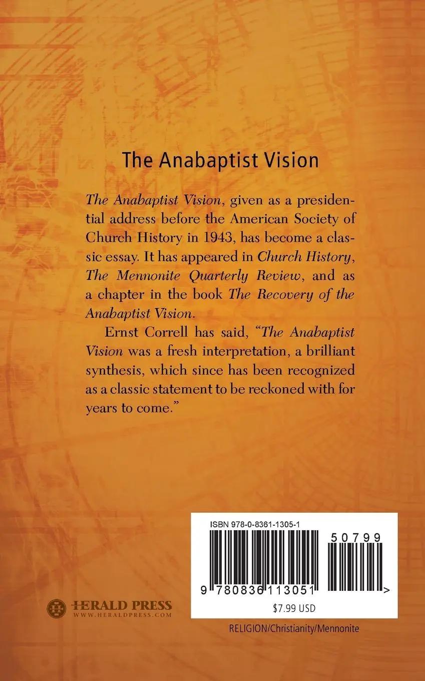 Rückseite: 9780836113051 | The Anabaptist Vision | Harold S. Bender | Taschenbuch | Englisch