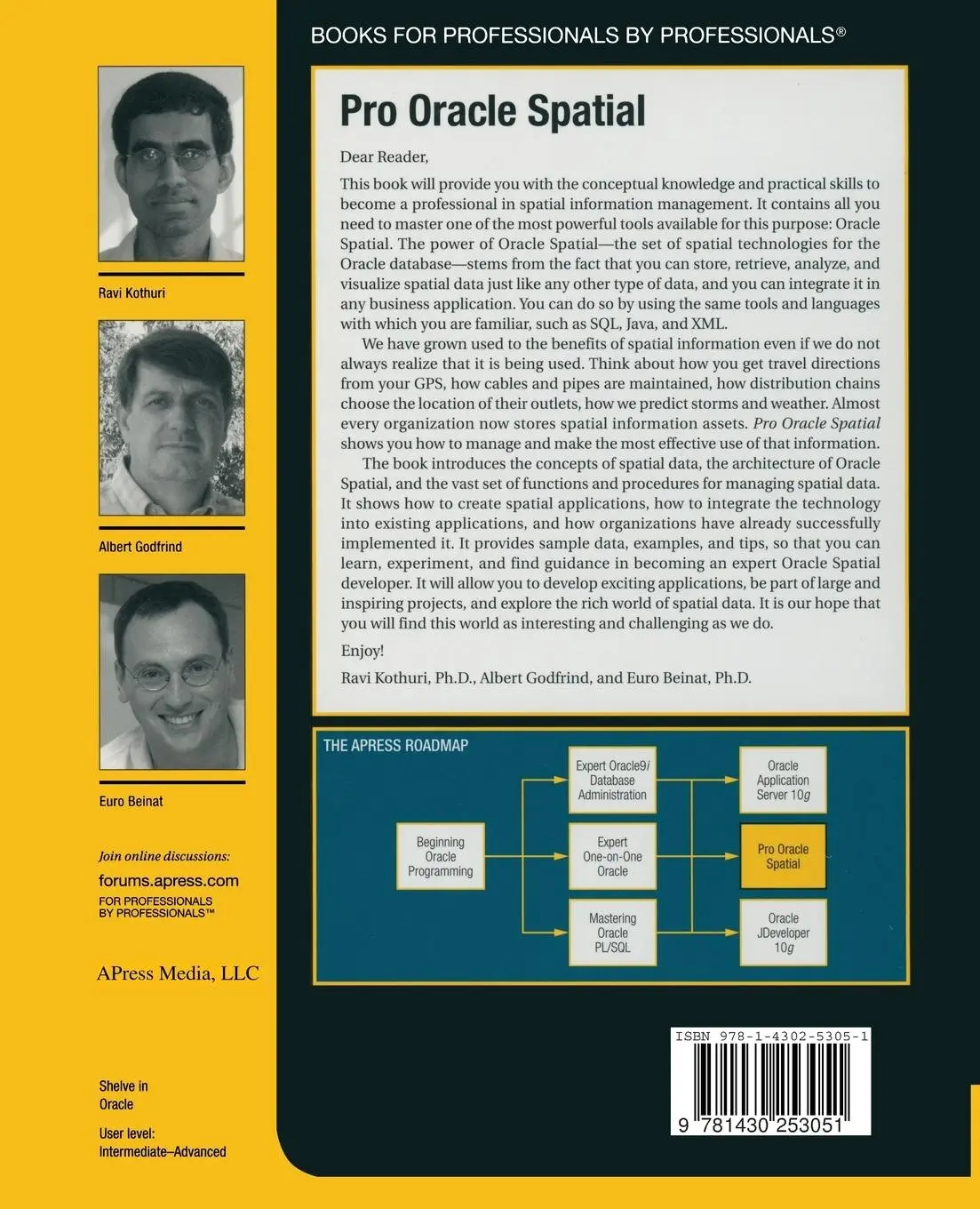 Rückseite: 9781430253051 | Pro Oracle Spatial | Ravikanth Kothuri (u. a.) | Taschenbuch | xxxiv