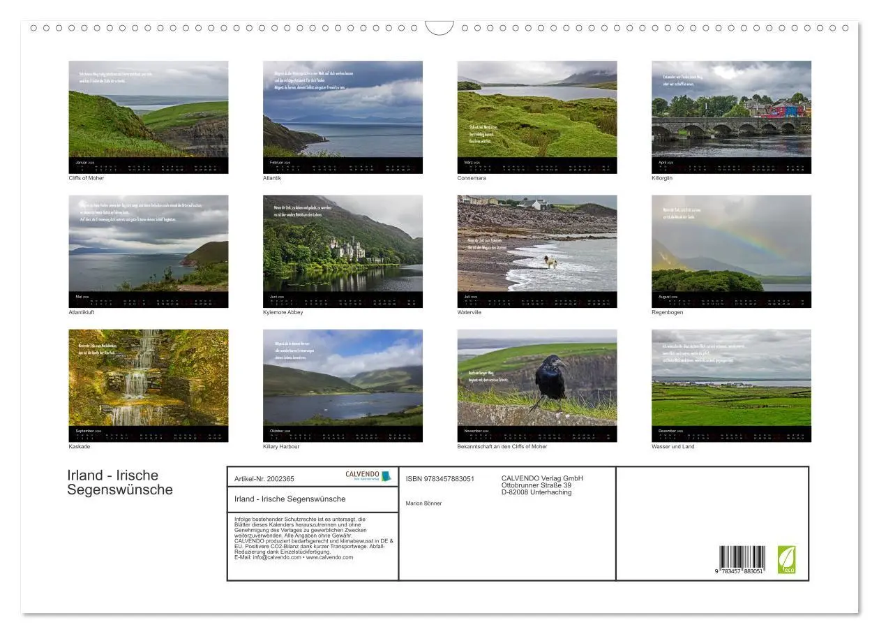 Bild: 9783457883051 | Irland - Irische Segenswünsche (Wandkalender 2026 DIN A2 quer),...