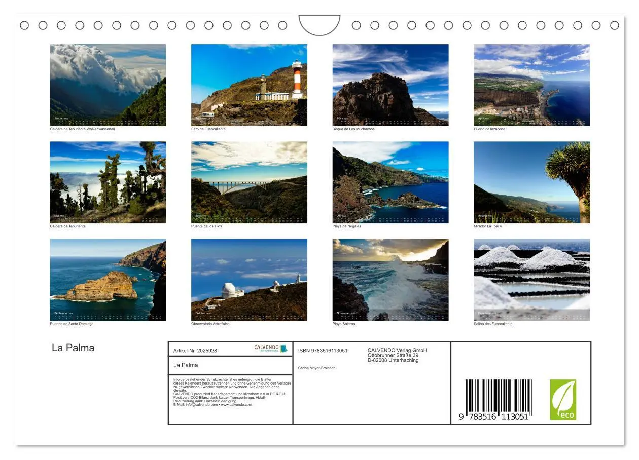 Bild: 9783516113051 | La Palma (Wandkalender 2026 DIN A4 quer), CALVENDO Monatskalender