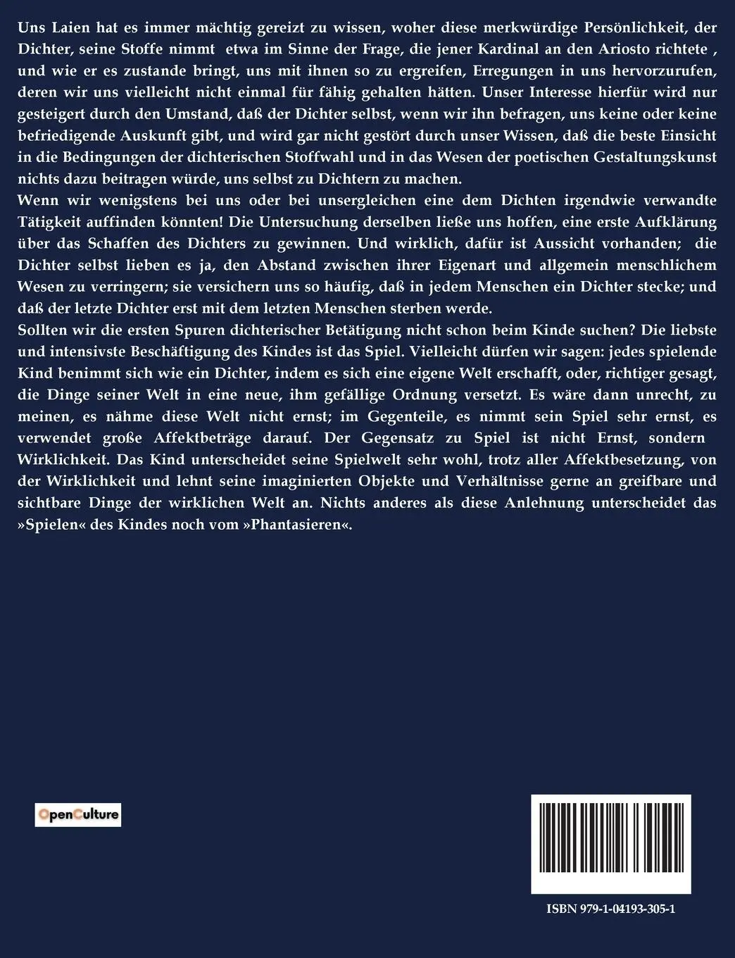 Rückseite: 9791041933051 | Der Dichter und das Phantasieren | Sigmund Freud | Taschenbuch | 24 S.