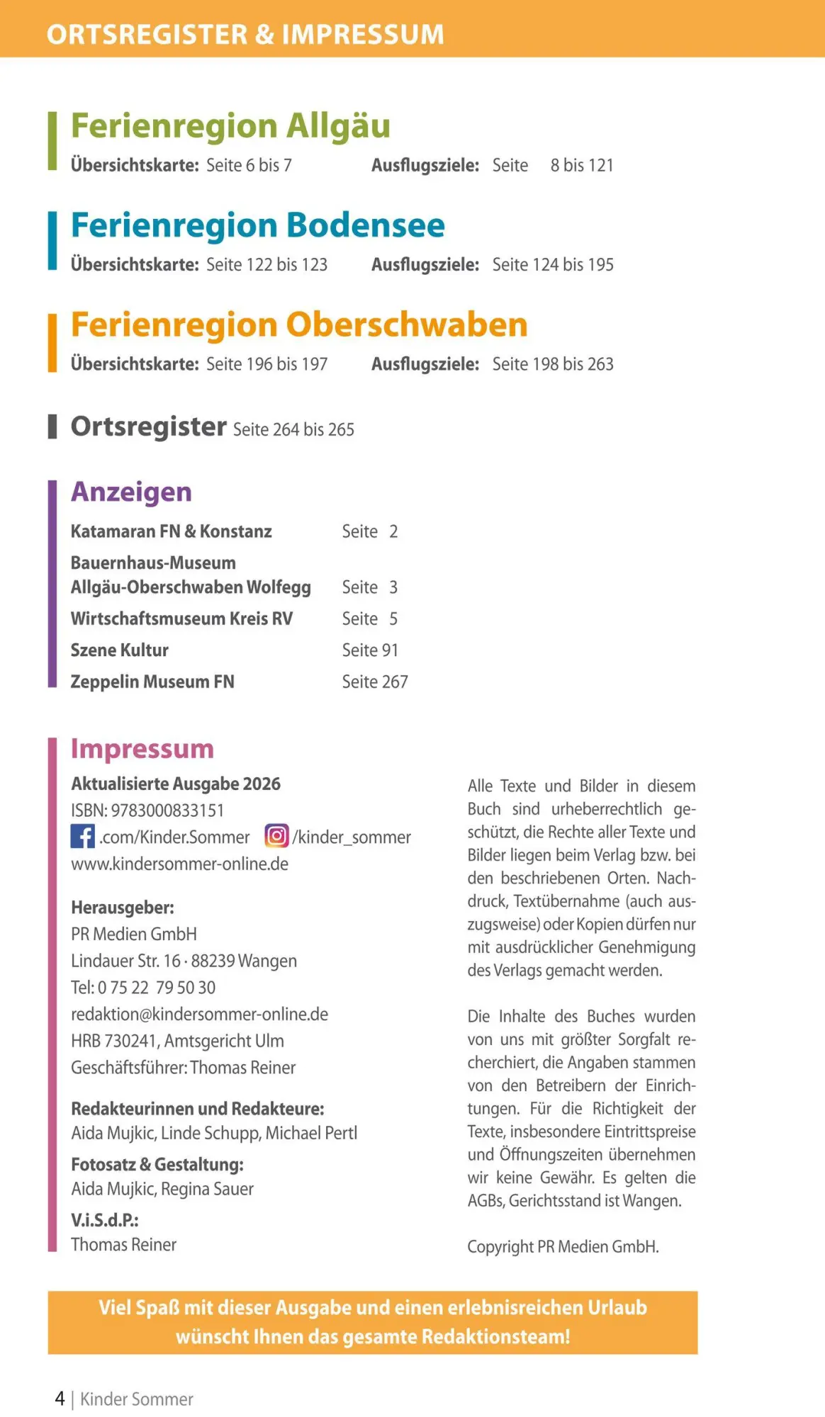 Bild: 9783000833151 | Kindersommer Reiseführer für Allgäu Bodensee Oberschwaben | Buch