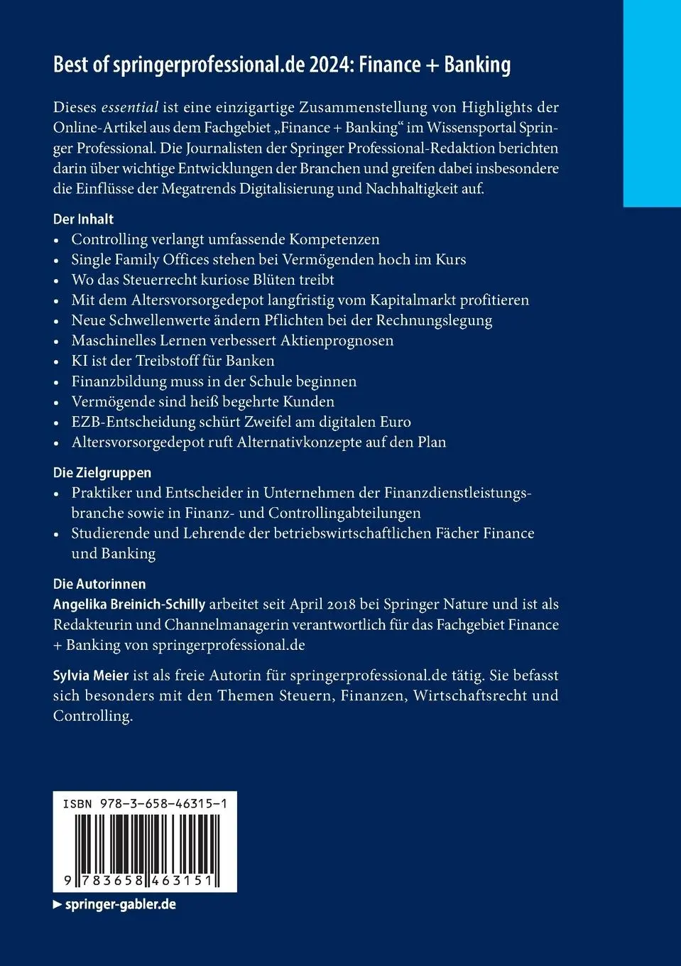 Rückseite: 9783658463151 | Best of springerprofessional.de 2024: Finance + Banking | Taschenbuch