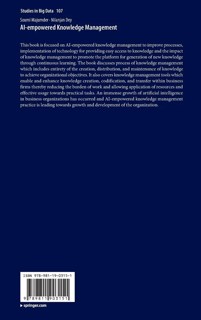 Rückseite: 9789811903151 | AI-empowered Knowledge Management | Nilanjan Dey (u. a.) | Buch | xiv