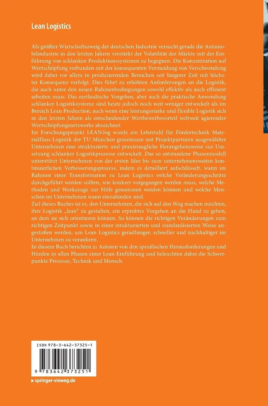 Rückseite: 9783642373251 | Lean Logistics | Julia Boppert (u. a.) | Buch | ix | Deutsch | 2014