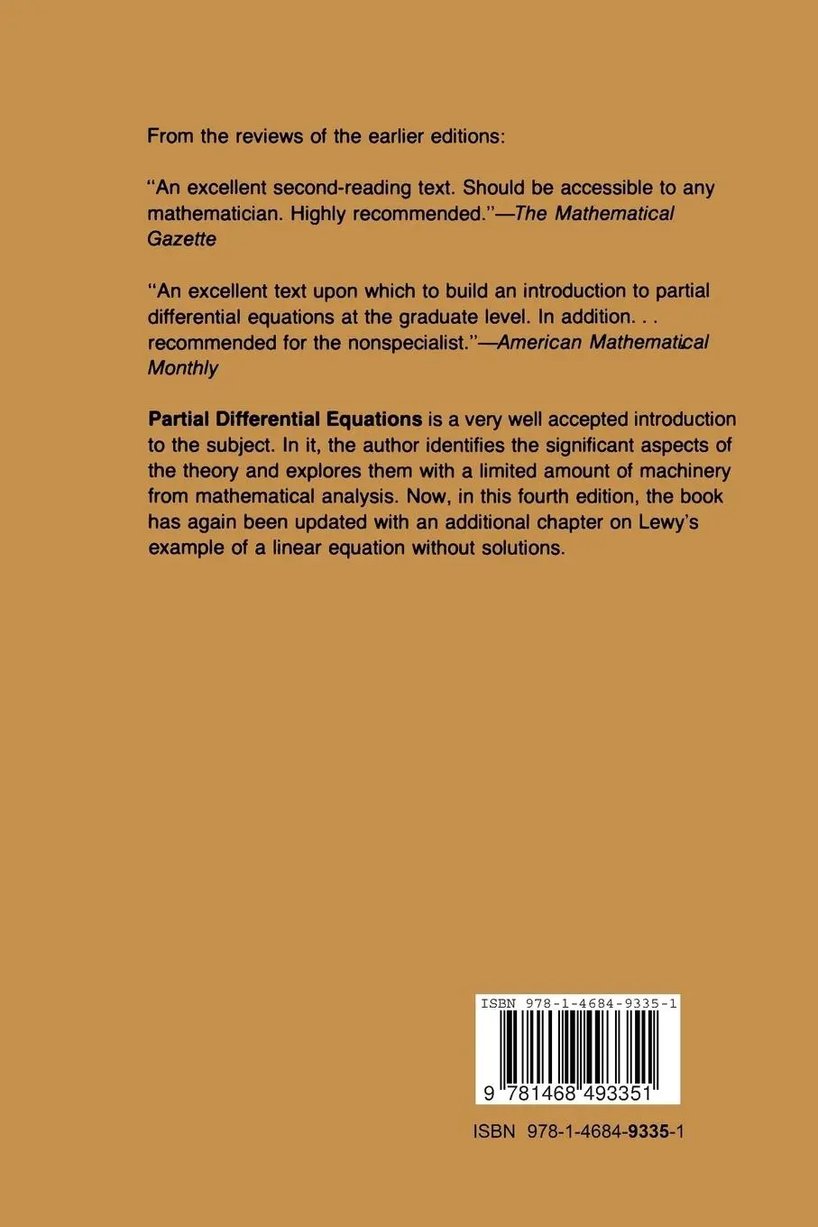 Rückseite: 9781468493351 | Partial Differential Equations | Fritz John | Taschenbuch | x | 2013