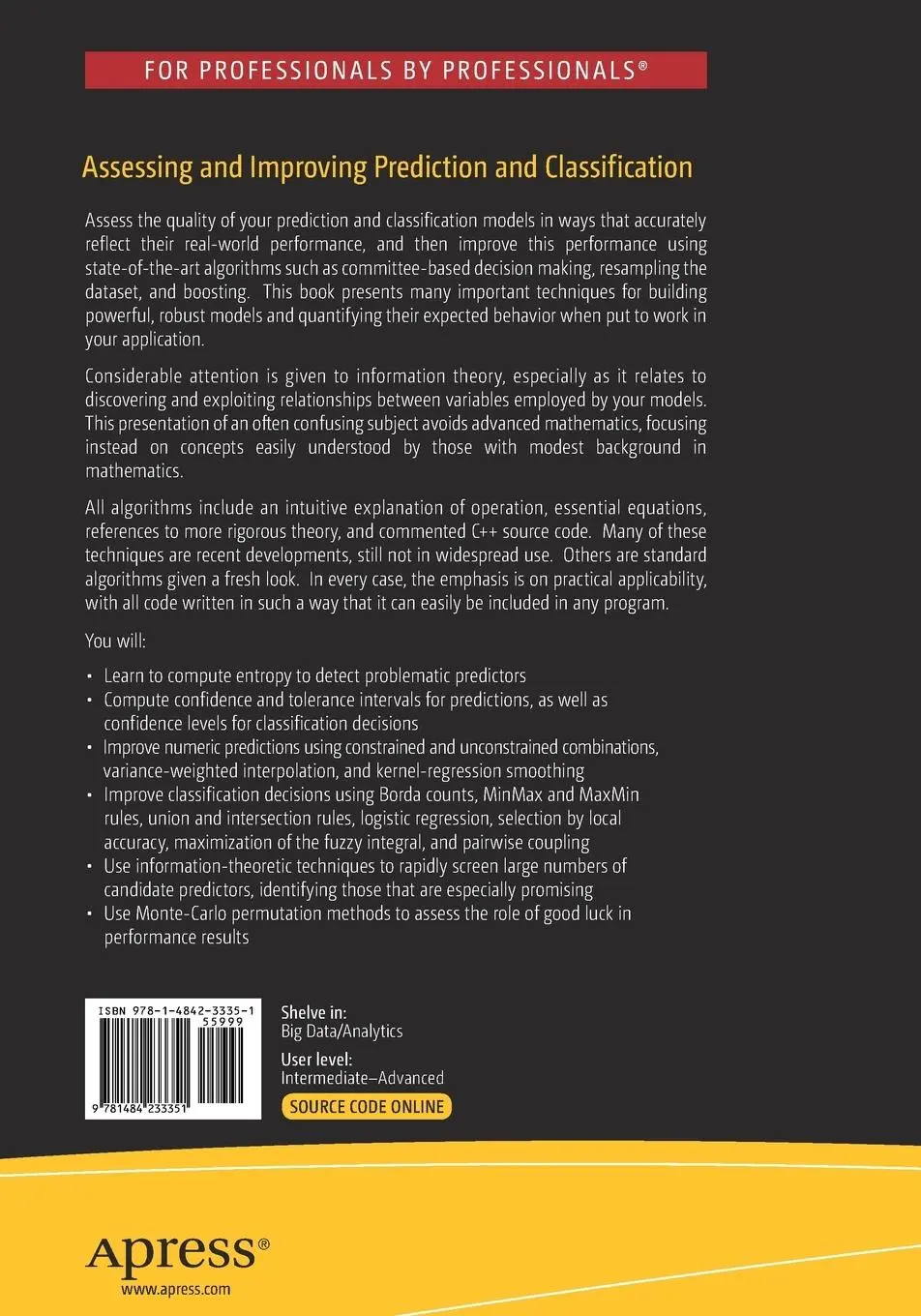 Rückseite: 9781484233351 | Assessing and Improving Prediction and Classification | Masters | Buch