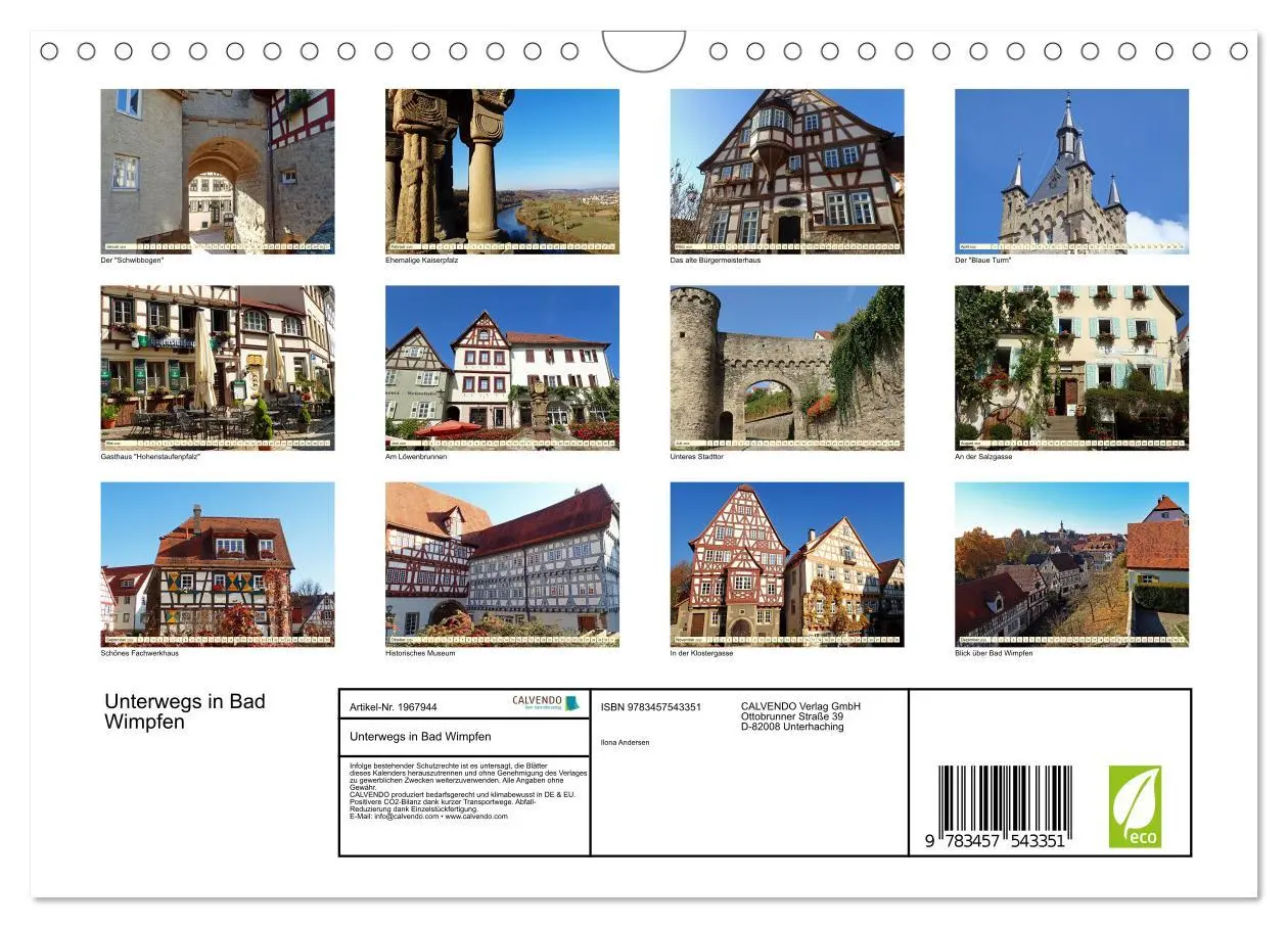 Bild: 9783457543351 | Unterwegs in Bad Wimpfen (Wandkalender 2026 DIN A4 quer), CALVENDO...