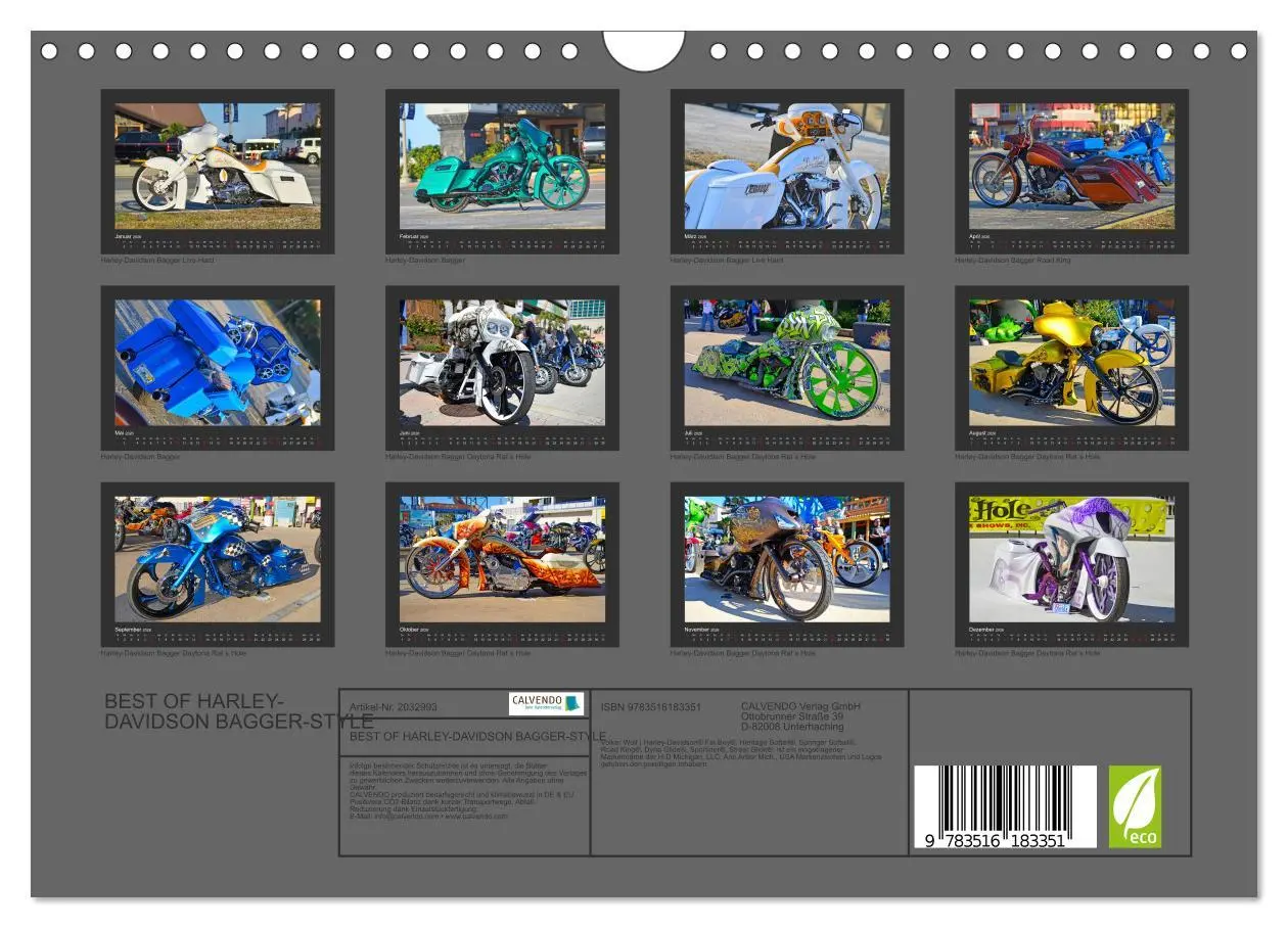 Bild: 9783516183351 | BEST OF HARLEY-DAVIDSON BAGGER-STYLE (Wandkalender 2026 DIN A4...