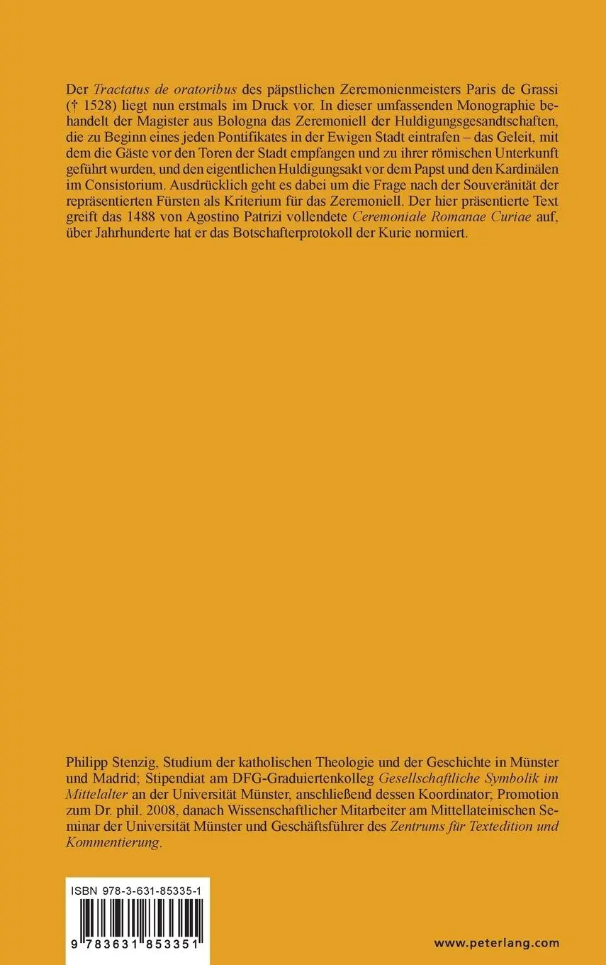 Rückseite: 9783631853351 | Botschafterzeremoniell am Papsthof der Renaissance | Philipp Stenzig