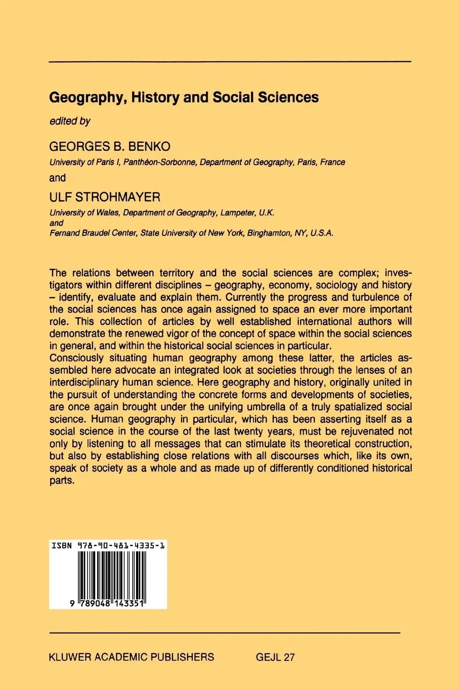 Rückseite: 9789048143351 | Geography, History and Social Sciences | Ulf Strohmayer (u. a.) | Buch