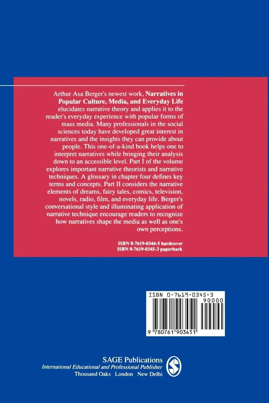 Rückseite: 9780761903451 | Narratives in Popular Culture, Media, and Everyday Life | Berger