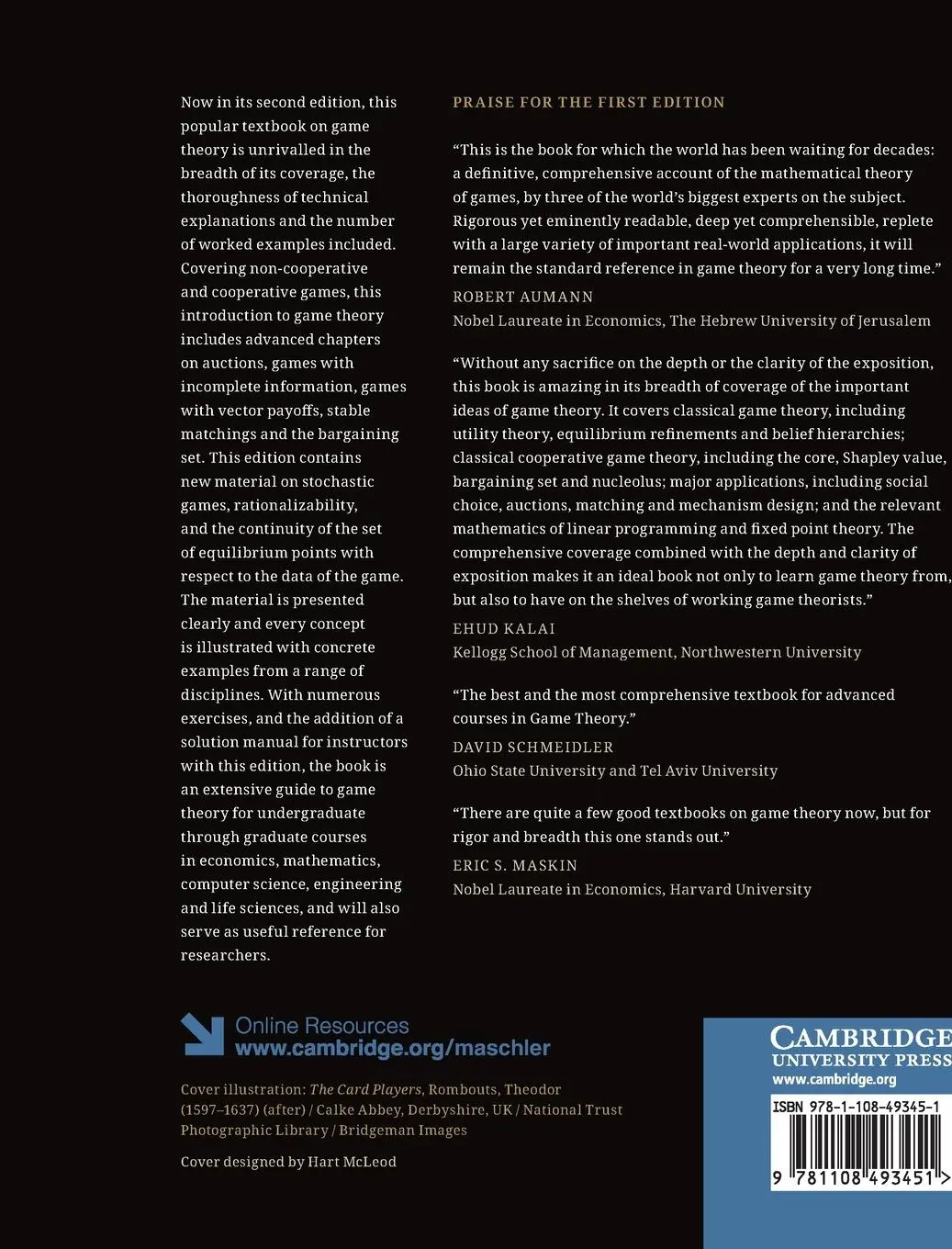Rückseite: 9781108493451 | Game Theory | Michael Maschler (u. a.) | Buch | Englisch | 2013