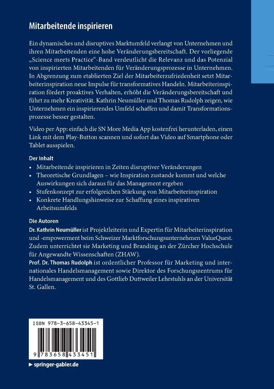 Rückseite: 9783658433451 | Mitarbeitende inspirieren | Thomas Rudolph (u. a.) | Taschenbuch | xiv