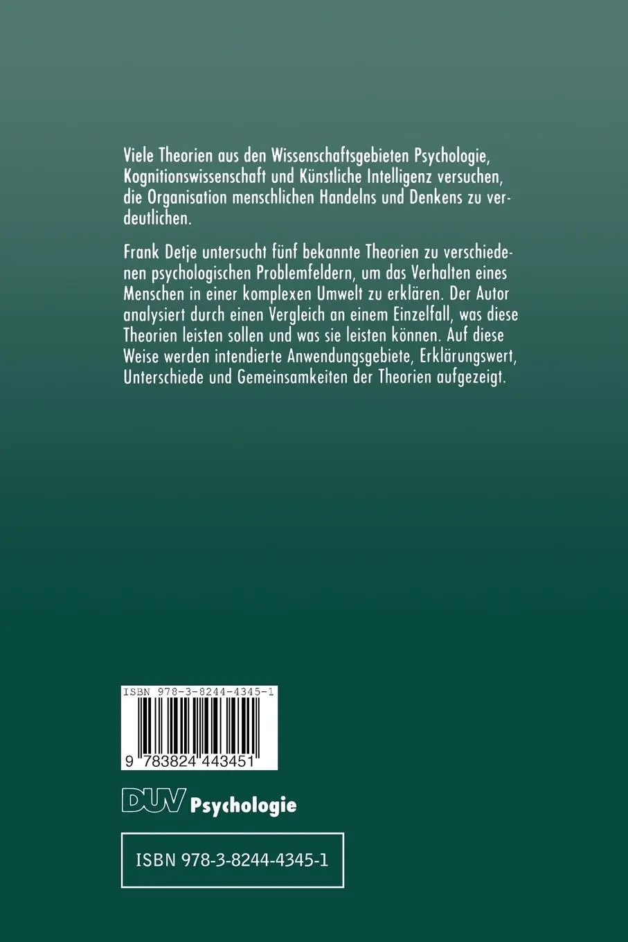 Rückseite: 9783824443451 | Handeln erklären | Frank Detje | Taschenbuch | xi | Deutsch | 1999