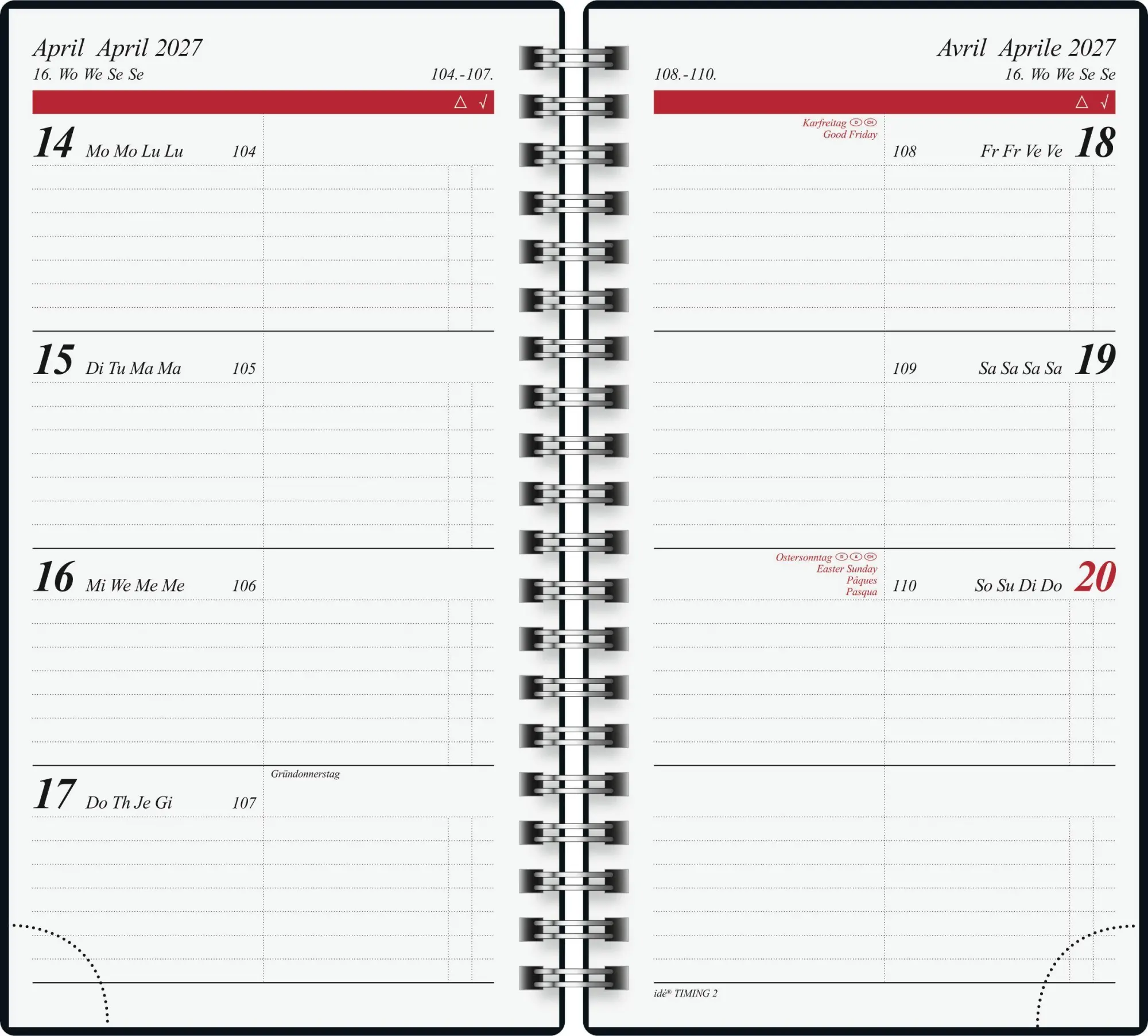Bild: 4003273793651 | rido/idé 7014121917 Taschenkalender Mod. Timing 2 2027 A6, Karton,...