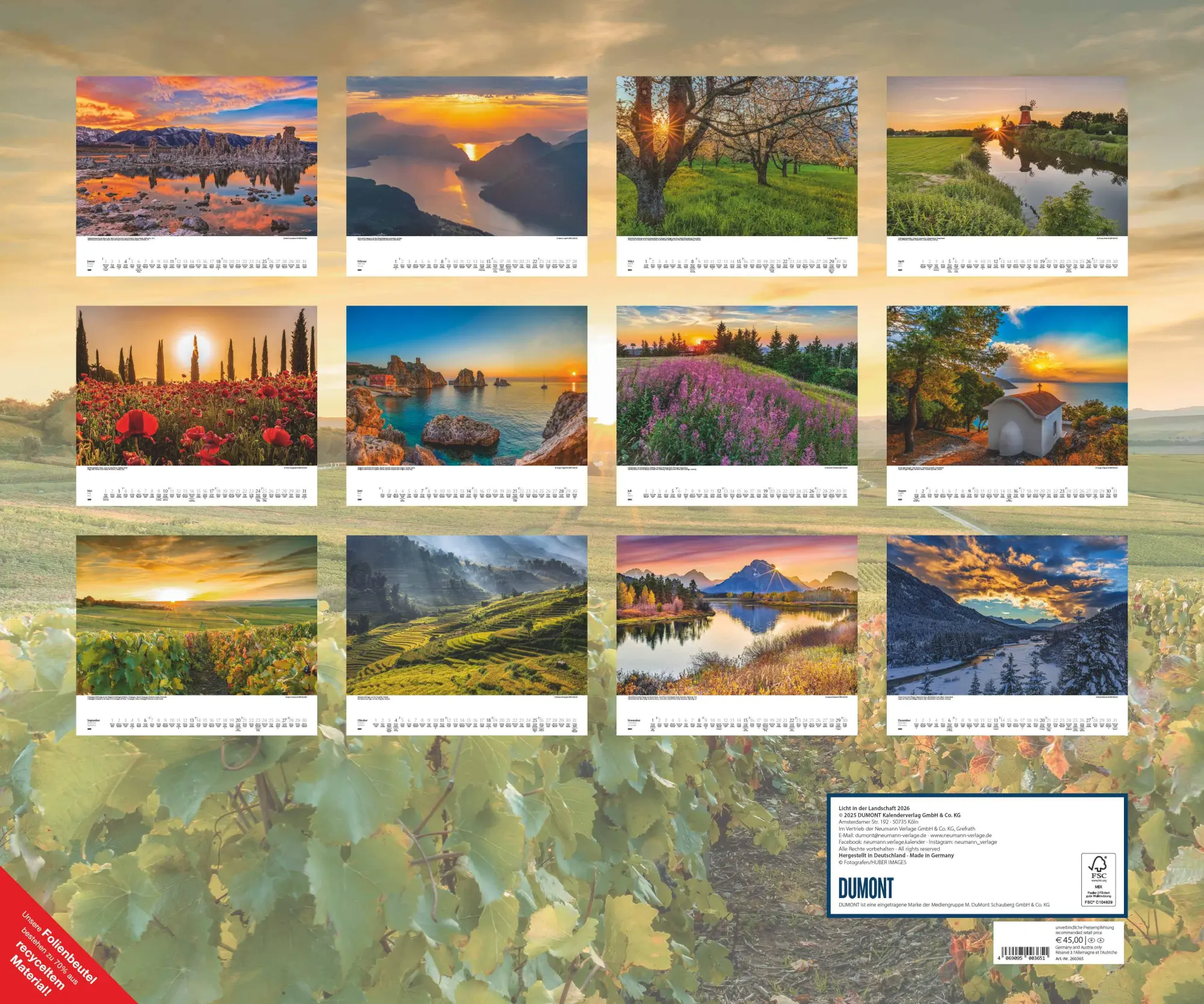 Bild: 4069095003651 | Licht in der Landschaft 2026 - Wandkalender 60,0 x 50,0 cm -...