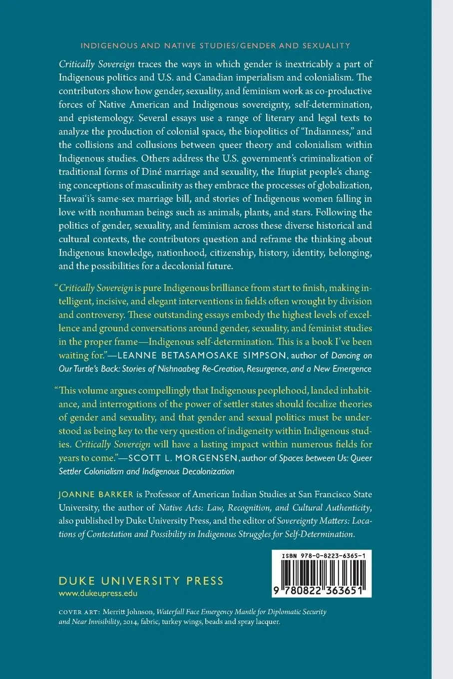 Rückseite: 9780822363651 | Critically Sovereign | Joanne Barker | Taschenbuch | Englisch | 2017