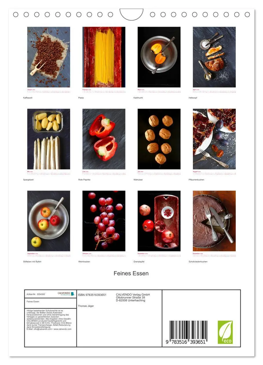 Bild: 9783516393651 | Feines Essen (Wandkalender 2026 DIN A4 hoch), CALVENDO Monatskalender