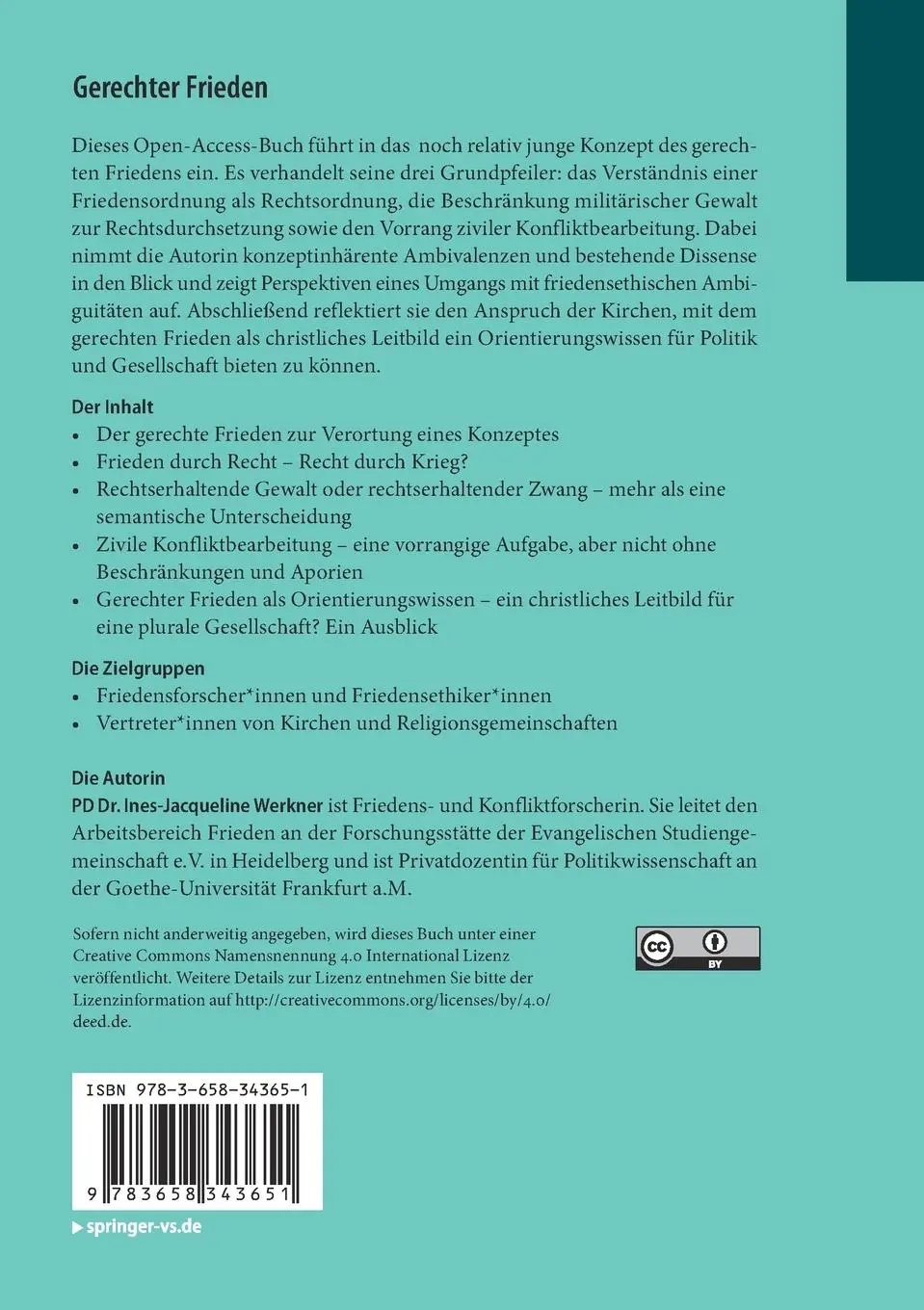 Rückseite: 9783658343651 | Gerechter Frieden | Ines-Jacqueline Werkner | Taschenbuch | vii | 2021