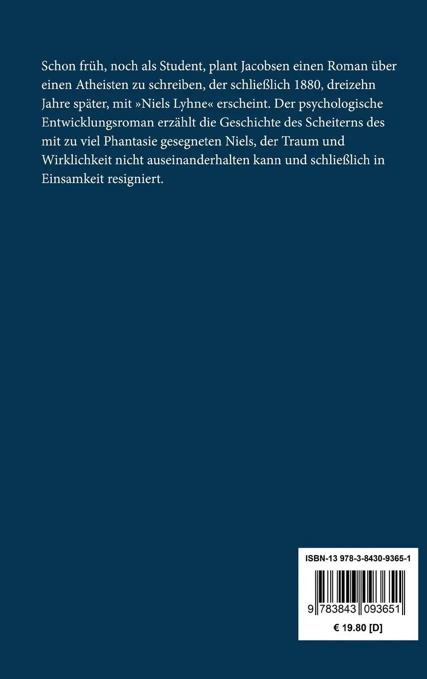 Rückseite: 9783843093651 | Niels Lyhne | Jens Peter Jacobsen | Buch | HC runder Rücken kaschiert