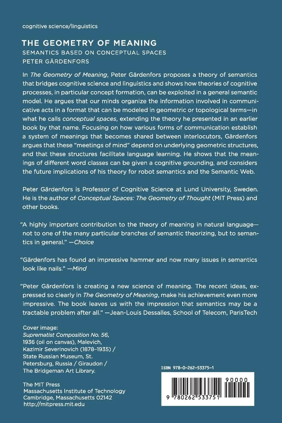 Rückseite: 9780262533751 | The Geometry of Meaning | Semantics Based on Conceptual Spaces | Buch