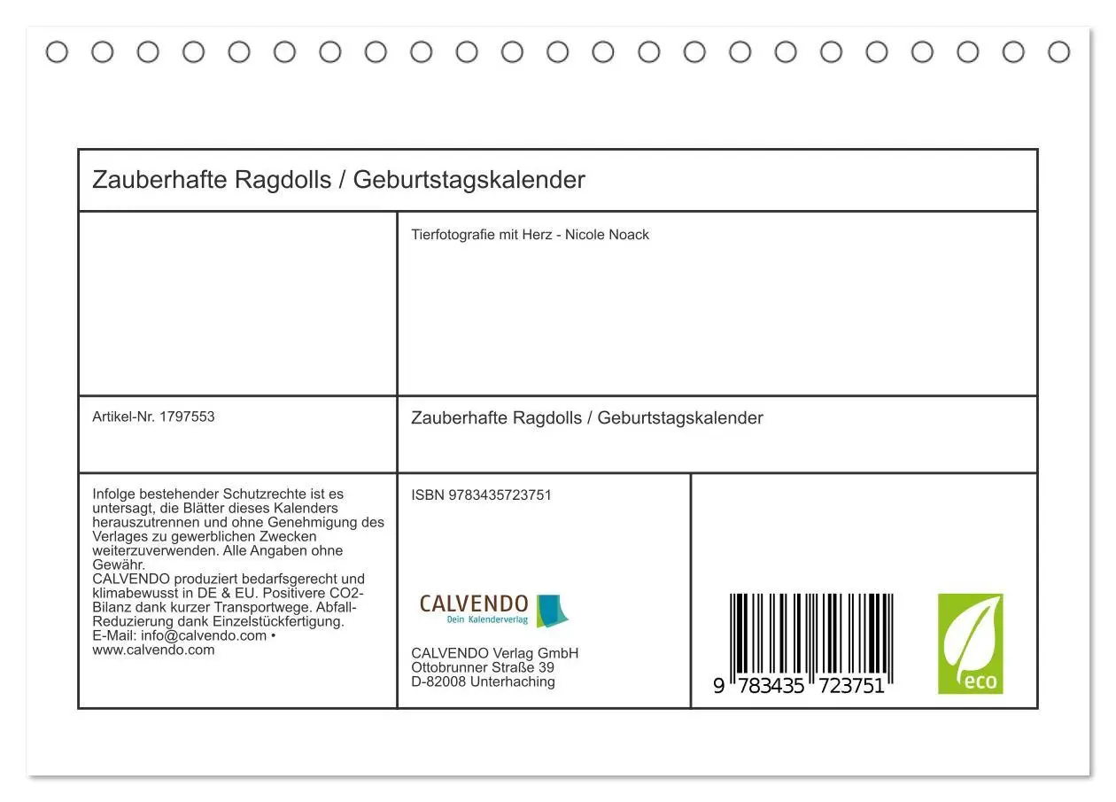 Bild: 9783435723751 | Zauberhafte Ragdolls / Geburtstagskalender (Tischkalender 2025 DIN...