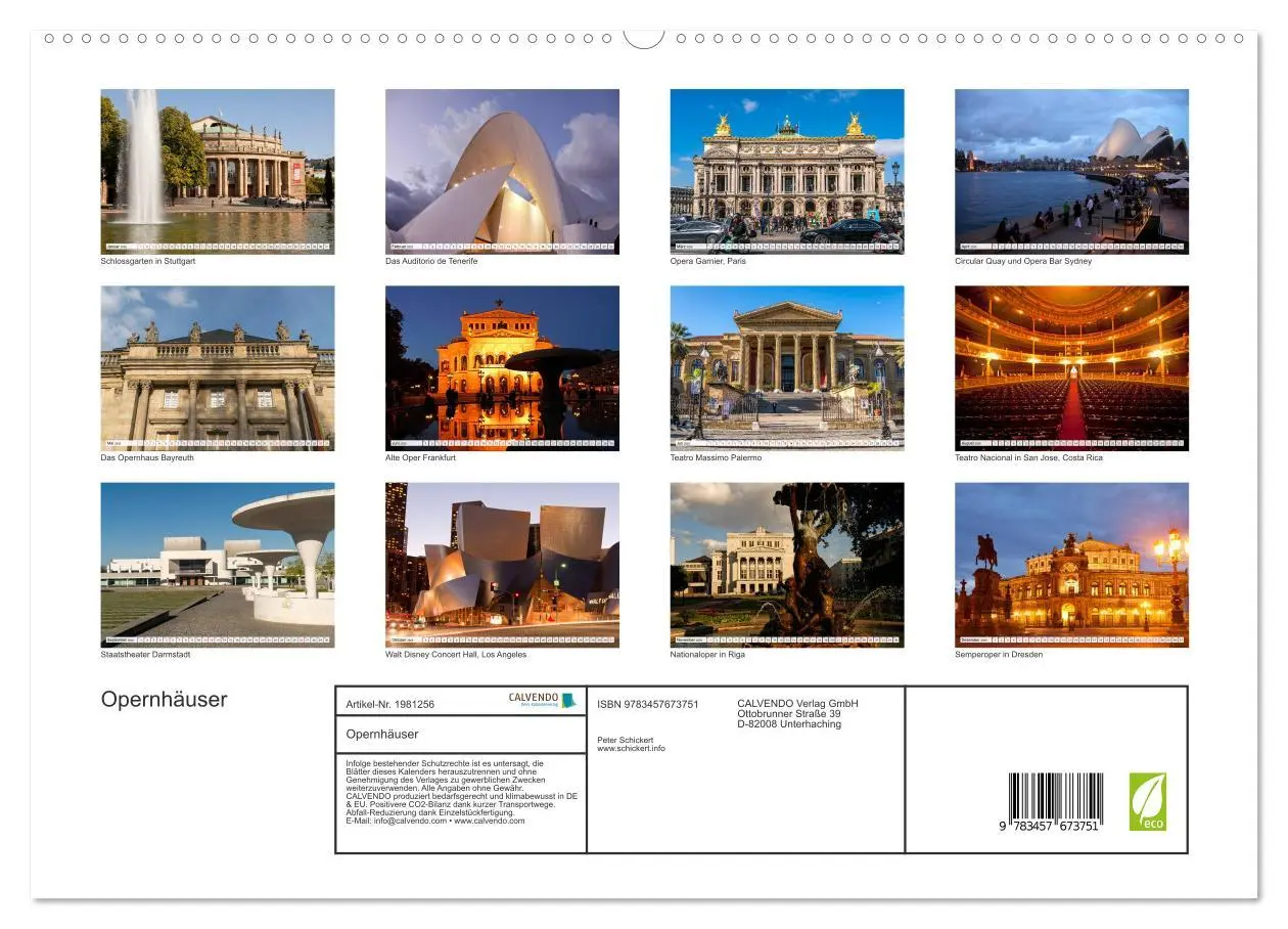 Bild: 9783457673751 | Opernhäuser (hochwertiger Premium Wandkalender 2026 DIN A2 quer),...
