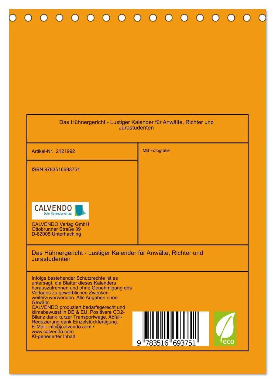 Bild: 9783516693751 | Das Hühnergericht - Lustiger Kalender für Anwälte, Richter und...
