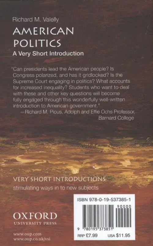 Rückseite: 9780195373851 | American Politics | A Very Short Introduction | Richard M Valelly