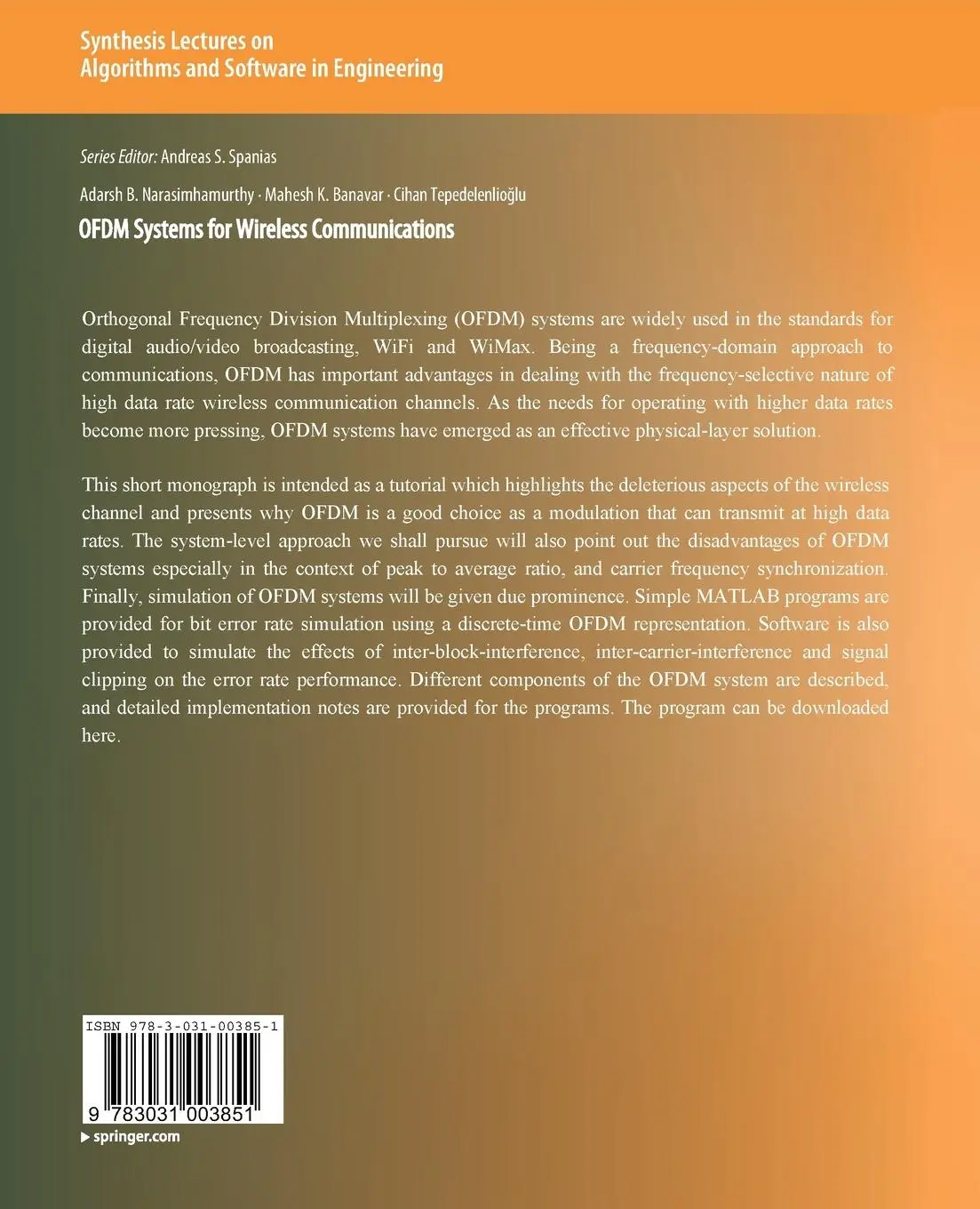 Rückseite: 9783031003851 | OFDM Systems for Wireless Communications | Narasimhamurthy (u. a.) | x