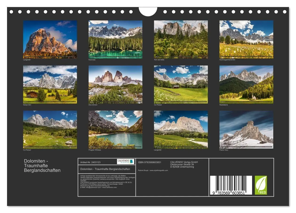 Bild: 9783569603851 | Dolomiten - Traumhafte Berglandschaften (Wandkalender 2027 DIN A4...