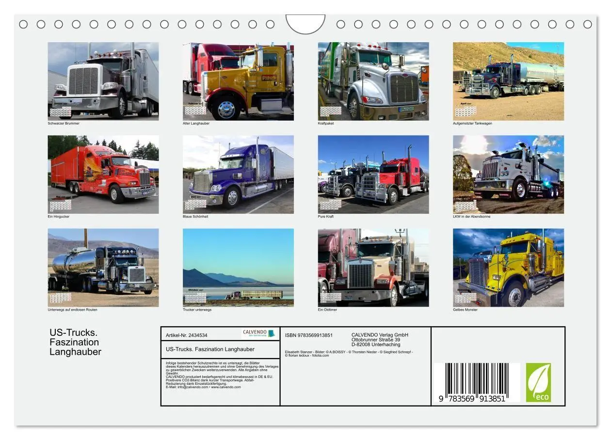 Bild: 9783569913851 | US-Trucks. Faszination Langhauber (Wandkalender 2027 DIN A4 quer),...