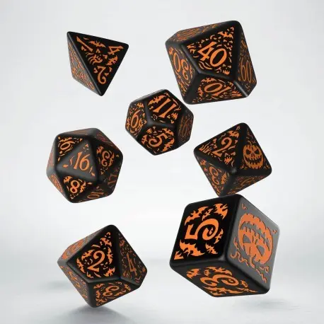 Cover: 5907699493951 | Halloween Pumpkin Black &amp; orange Dice Set | QWOHAP69 | Q-Workshop