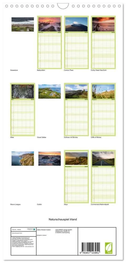 Bild: 9783457103951 | Familienplaner 2025 - Naturschauspiel Irland mit 5 Spalten...