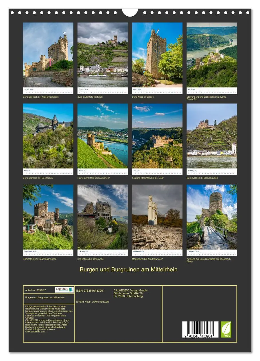 Bild: 9783516433951 | Burgen und Burgruinen am Mittelrhein (Wandkalender 2026 DIN A3...