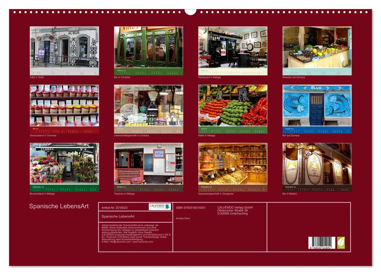 Bild: 9783516014051 | Spanische LebensArt (Wandkalender 2026 DIN A2 quer), CALVENDO...